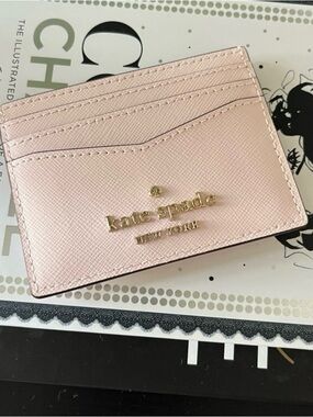 Kate Spade Blush Pink Gold studded card holder